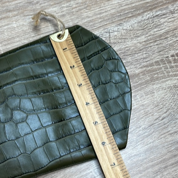 Schutz NWT Maryanna Olive Green Croc-Embossed Knee-High Boots - Picture 10 of 12